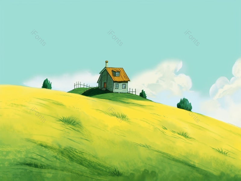 春天的田野中的小房屋手绘背景,插画/手绘图,插画/手绘图库,插画/手绘图下载,插画/手绘